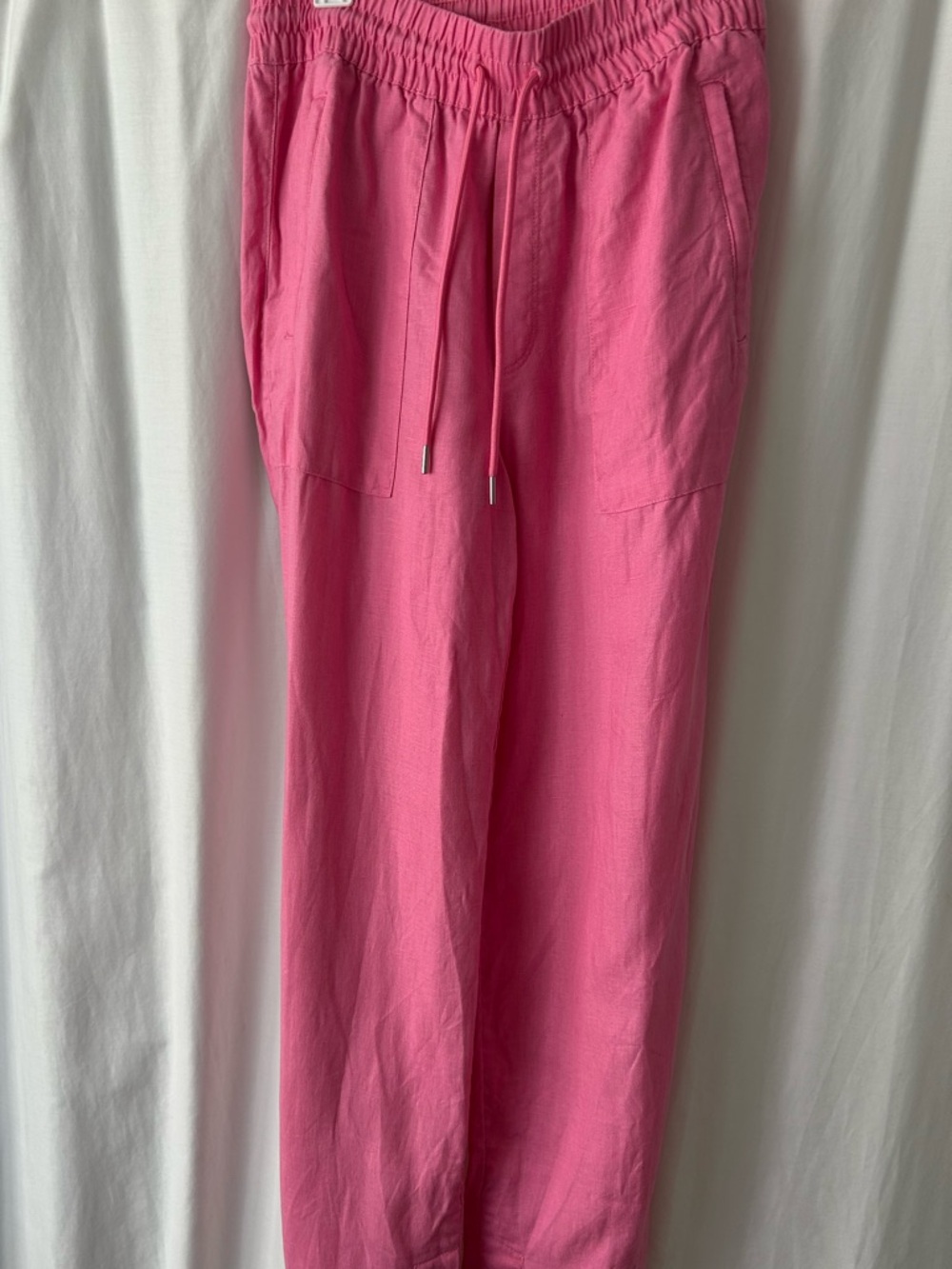 Athleta Pink 100% linen Elastic Waist Pants
